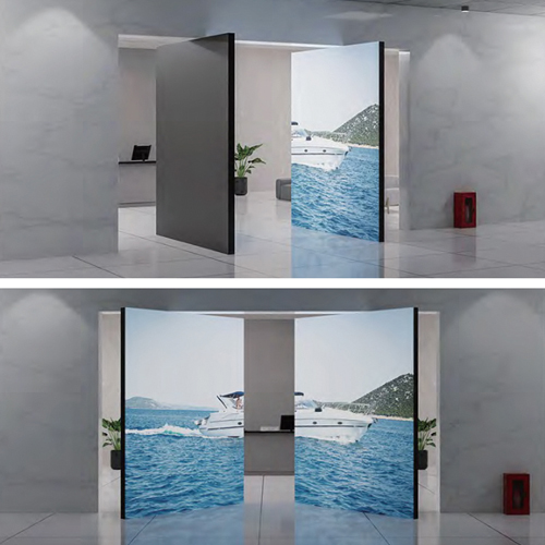 1709781171581862.jpg 6中間旋轉(zhuǎn)開合款電動LED屏開合門.jpg